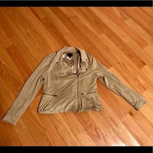 Worthington Beige Faux Suede Peplum Jacket